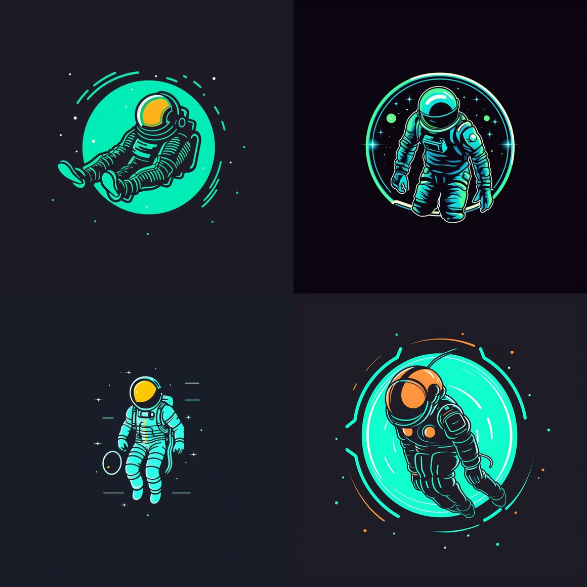 Neon Odyssey: Astronaut's Mid-Journey Descent