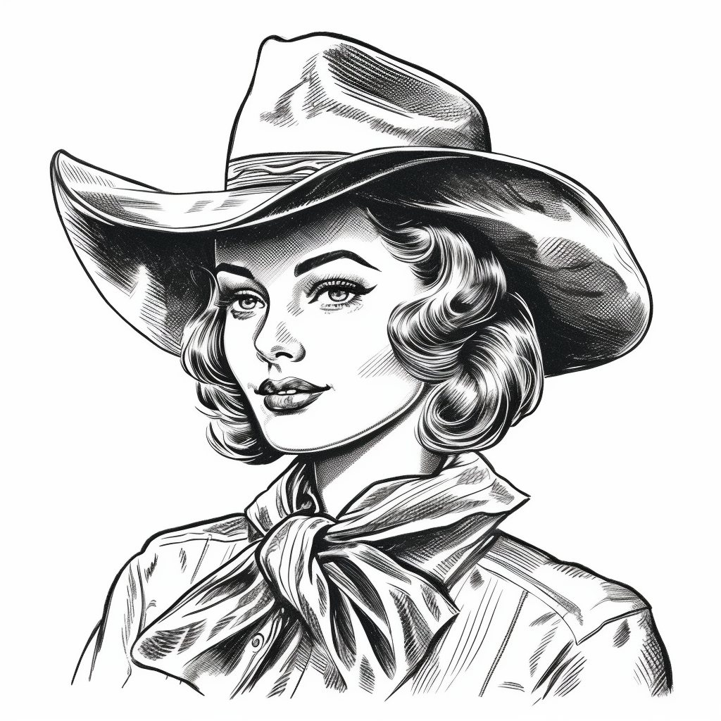 Retro Cowgirl Vector Clip Art v 5.1