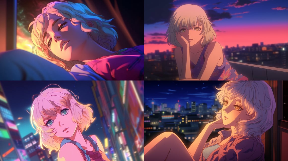 Retro Anime Summer Night Chilling