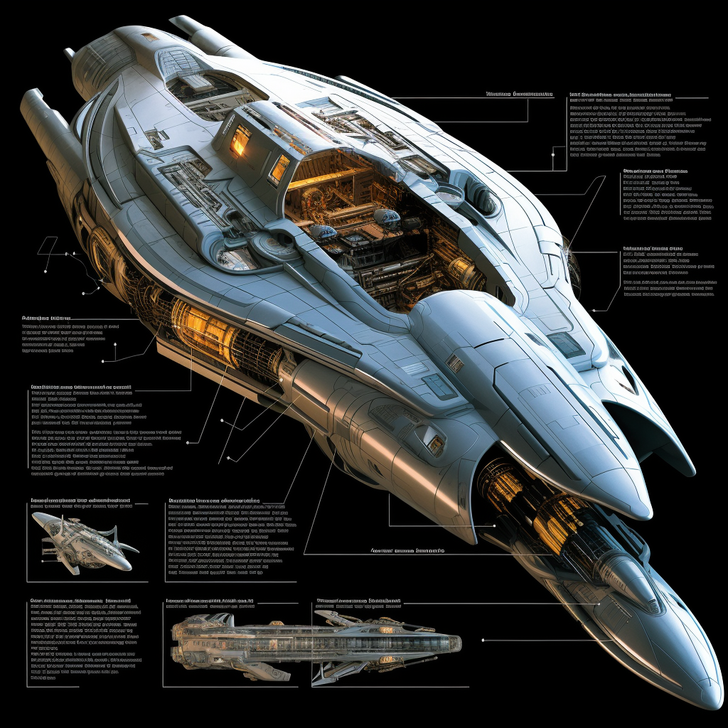 Interstellar Warship: A Detailed Three-View Blueprint