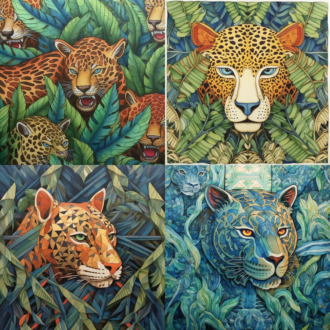 Hand Drawn Jaguar Tessellation Tile