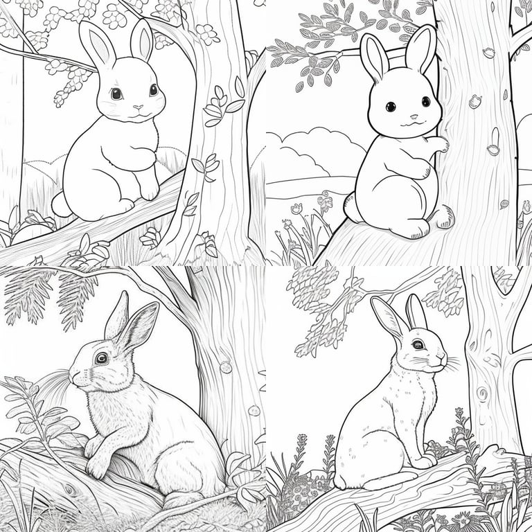 Cheerful Rabbit Cartoon Line Art Coloring Page for Kids Prompt | NeoPrompt