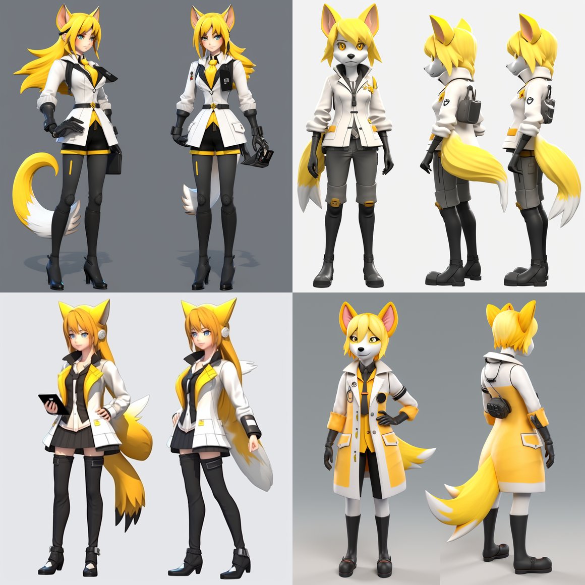 Anthropomorphic Fox Scientist Character Design Progression
