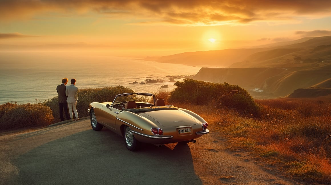 Retro 80s Sports Car Seascape Photography
