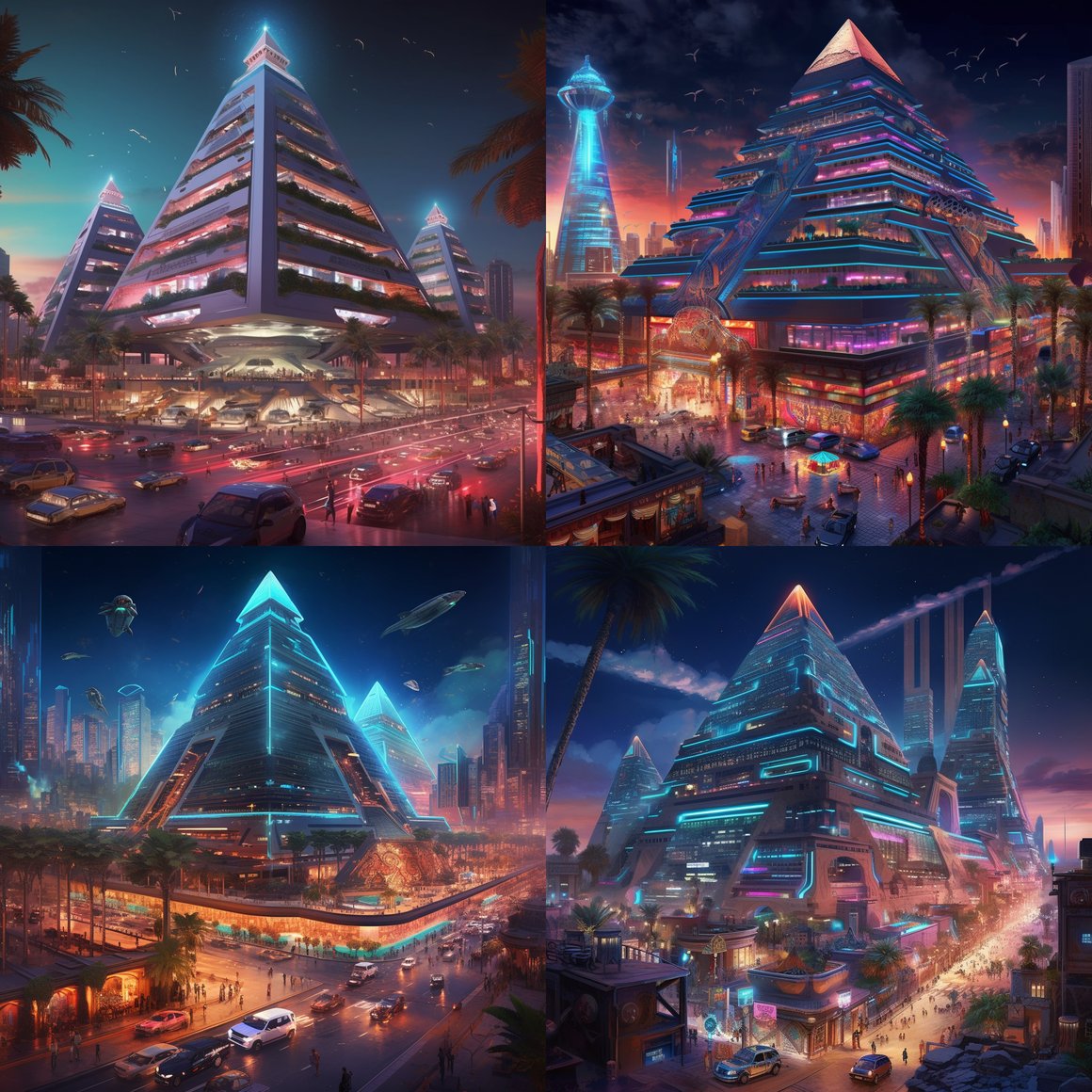 Neon Hieroglyphs: A Night Exposition of Futuristic Luxor