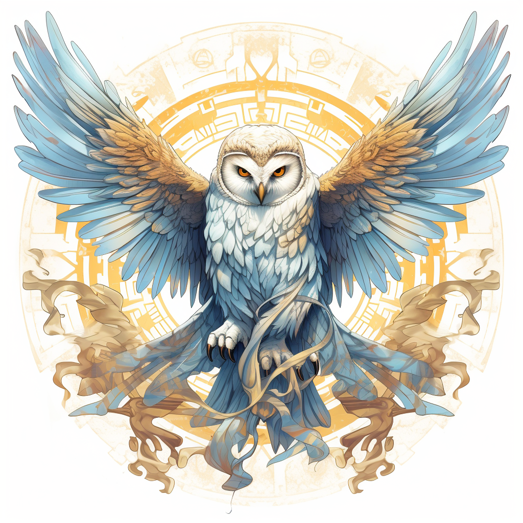 Art Nouveau Inspired Snowy Owl Mid-Journey Illustration v 5.1