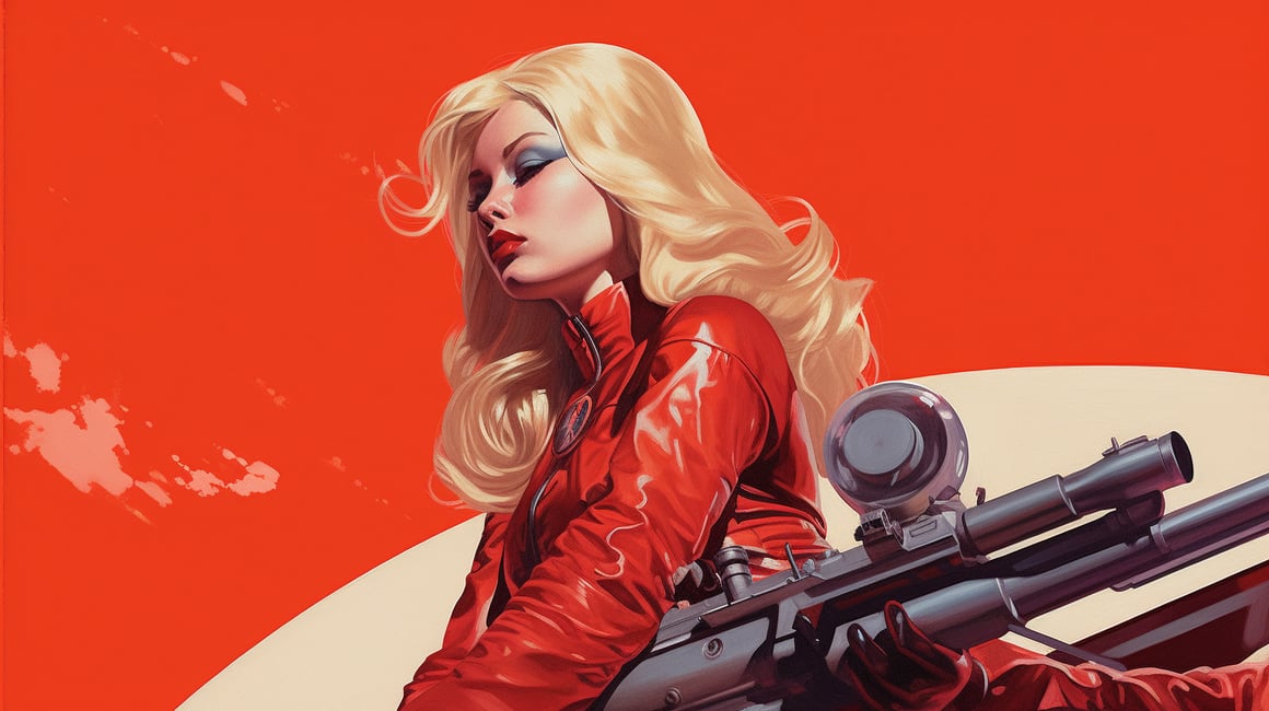 Retro-Futuristic Female Warrior Illustration