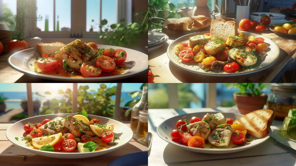 Sunny Mediterranean Lunch - 4K Realistic Cod Dish