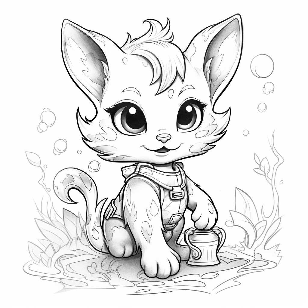 Midway Chibi Cartoon Coloring Page Guide