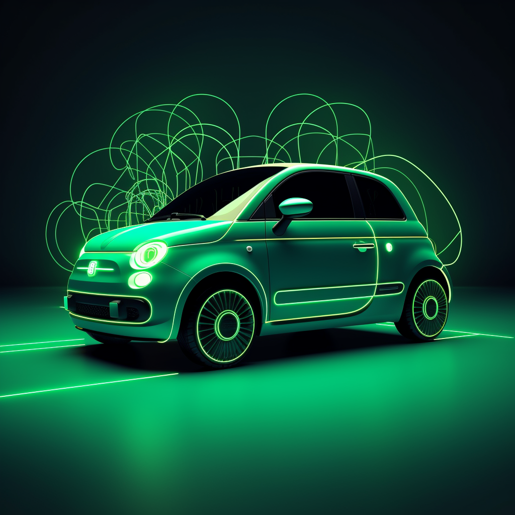 Designing Visual Schematic for 2023 Green Mint Fiat 500 Electric Competition