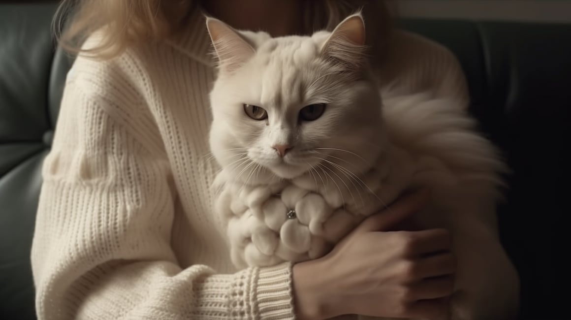 Midday Reverie: Woman Embracing Cat in Cozy Ambiance