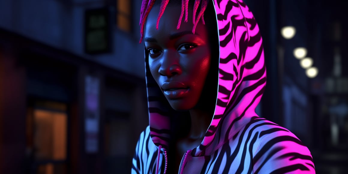Neon Pink Zebra Skin Render