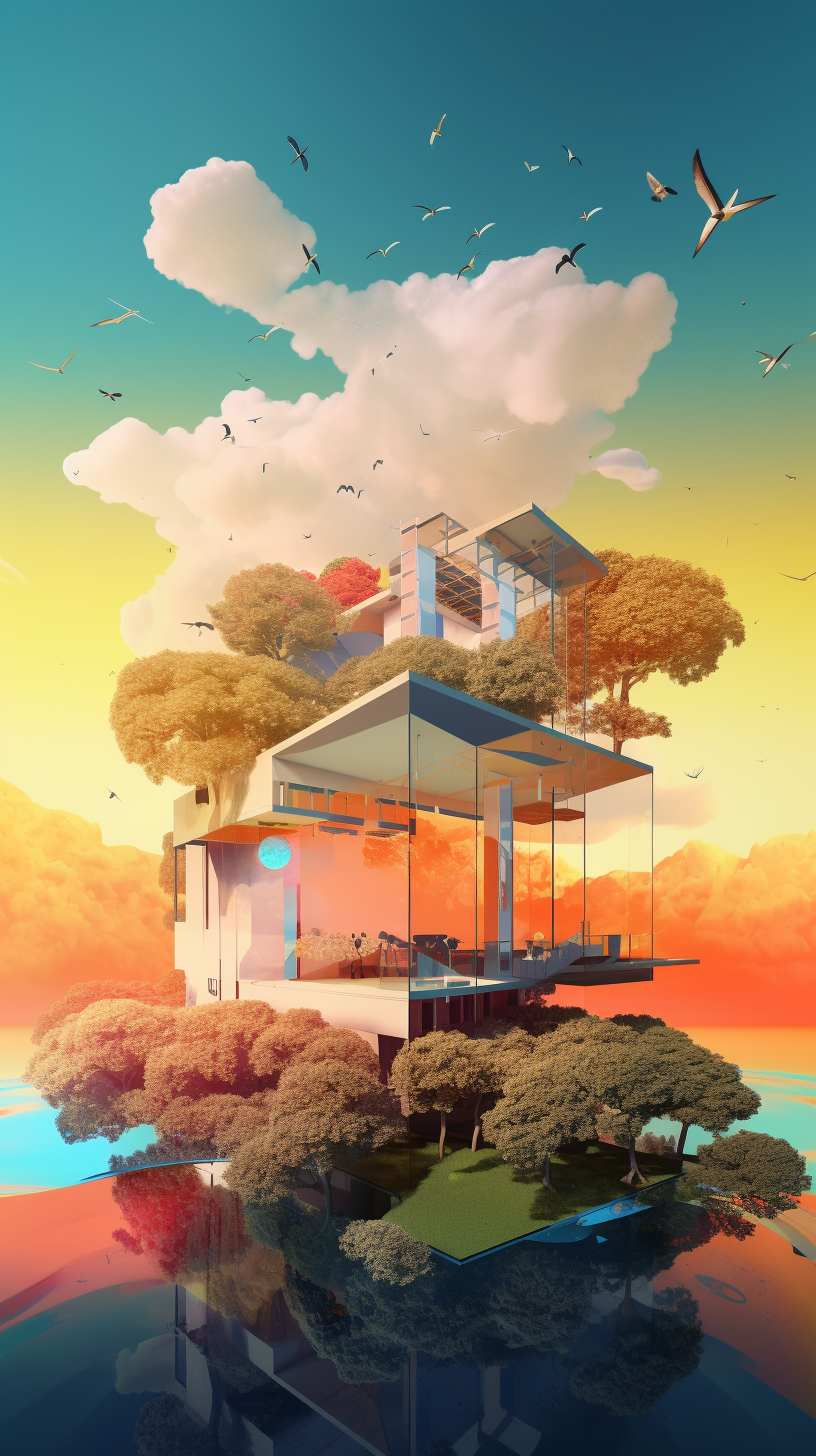 Neon Mirage: Ultra-modern House Amidst Vibrant Nature