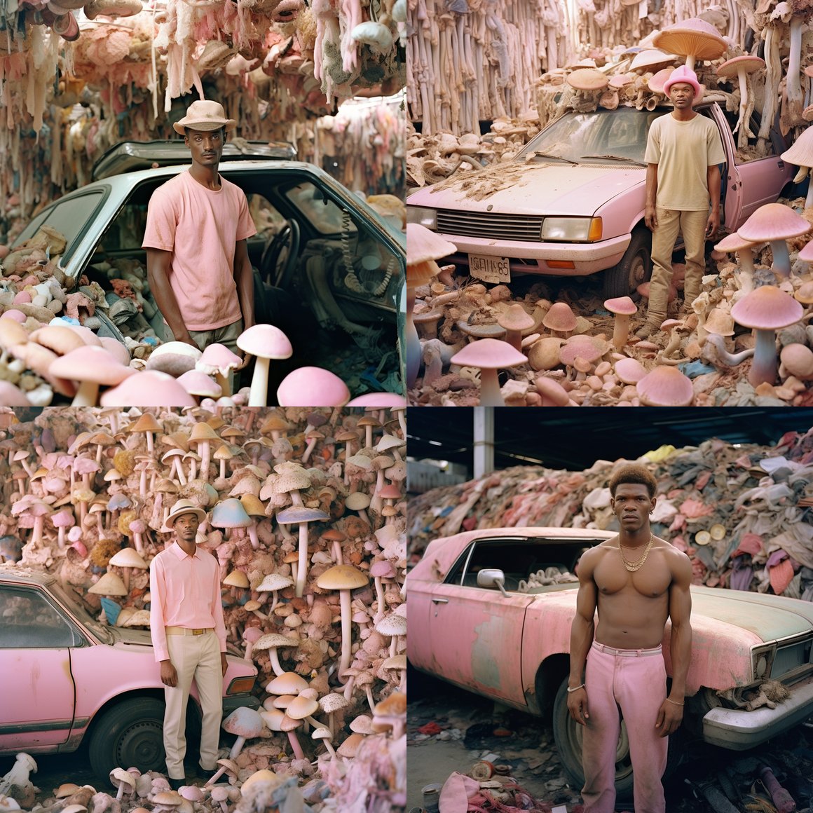 Retro Boxing Editorial in Pastel Car Junkyard