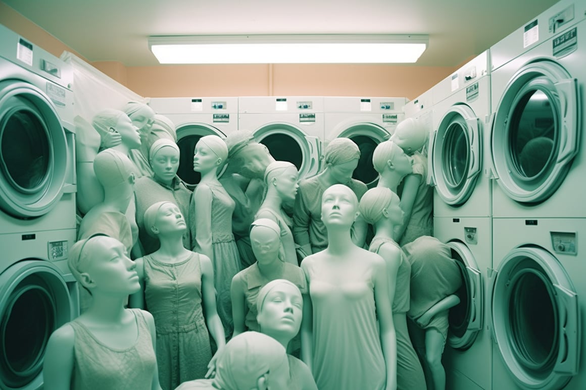 A Surreal Journey through 1980's American Laundromat in Colour and Monochrome