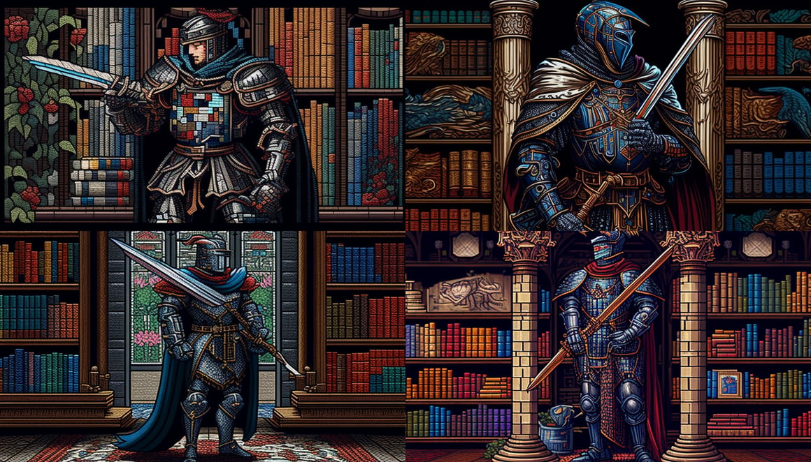 Armored Scribe: A Knight's Scholarly Odyssey in Color