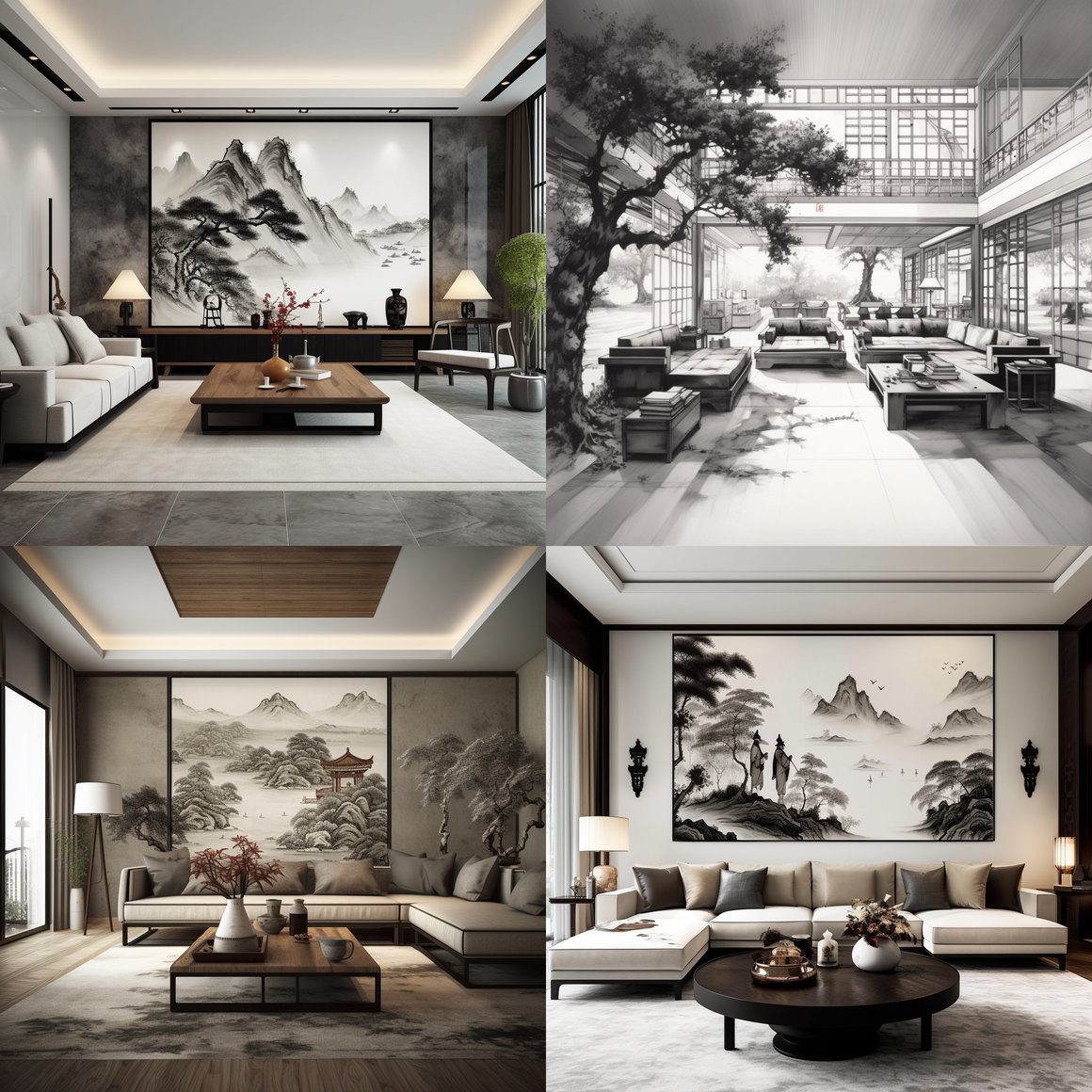 A Traditional Chinese Living Room Through a Two-Point Perspective