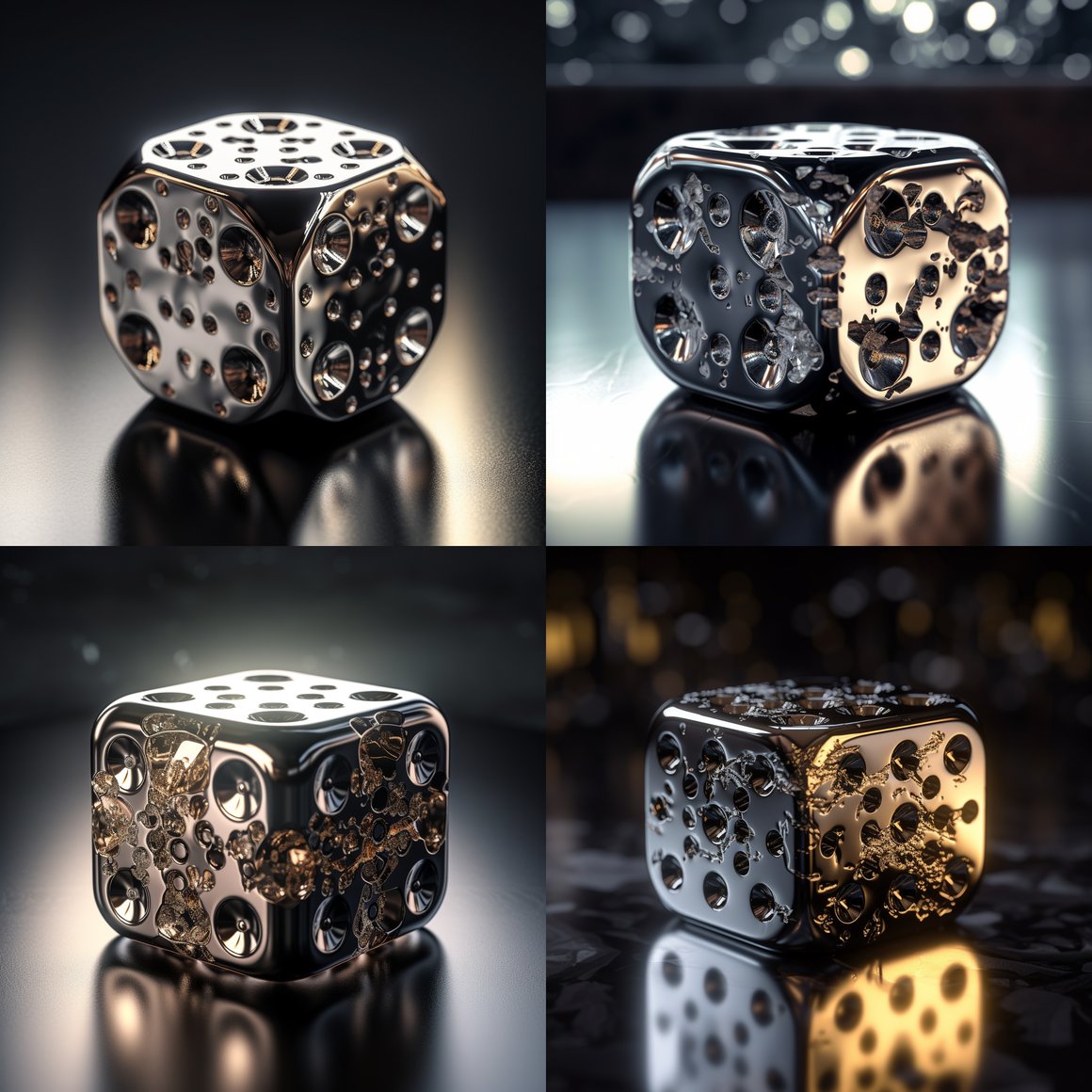 Chrome Dice Photorealistic Rendering Details