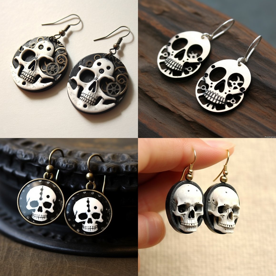 Halfway to Crafting a Monochromatic Steampunk Skull Earring