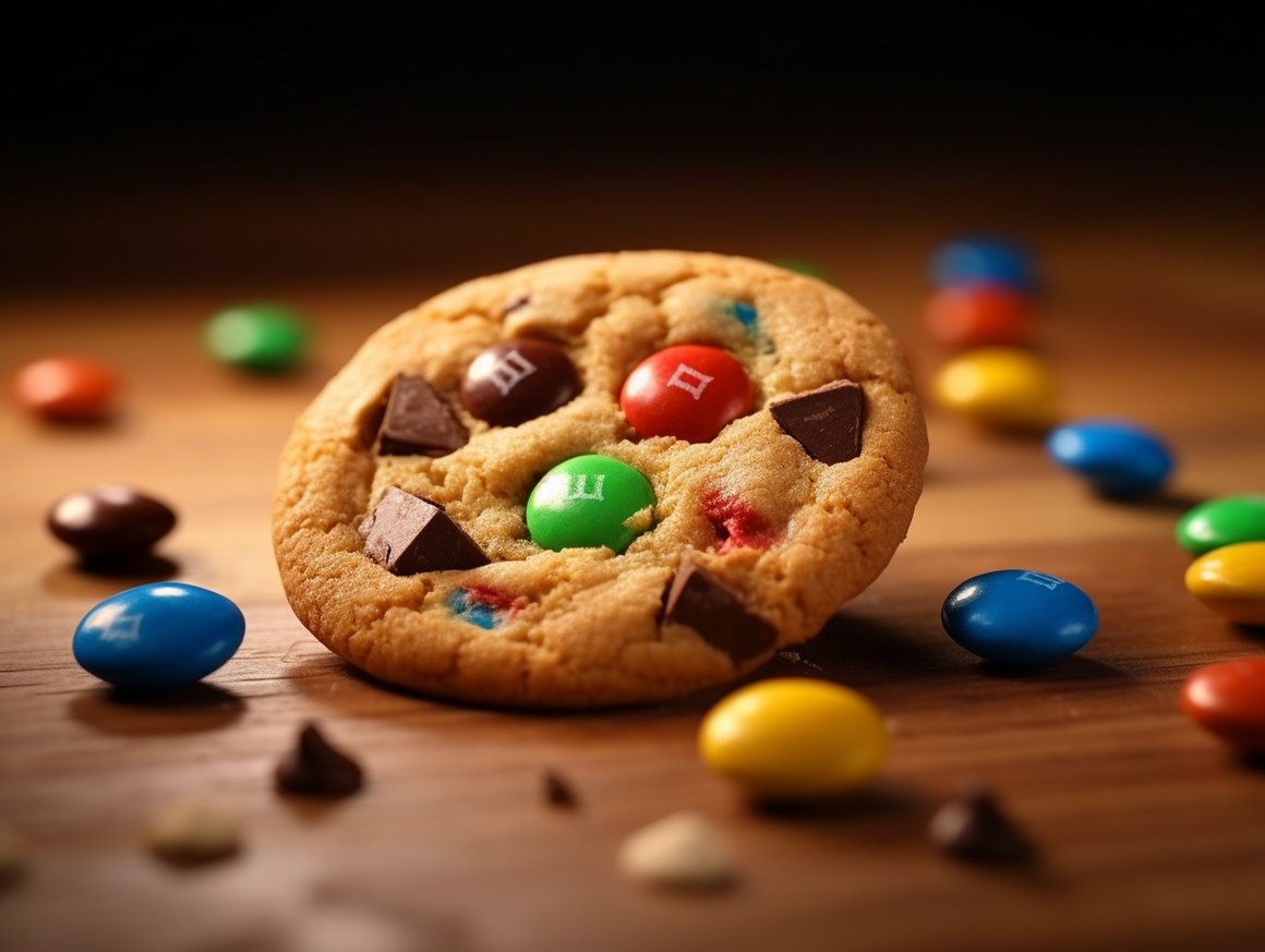 Realistic M&M Chocolate Chip Cookie Wallpaper