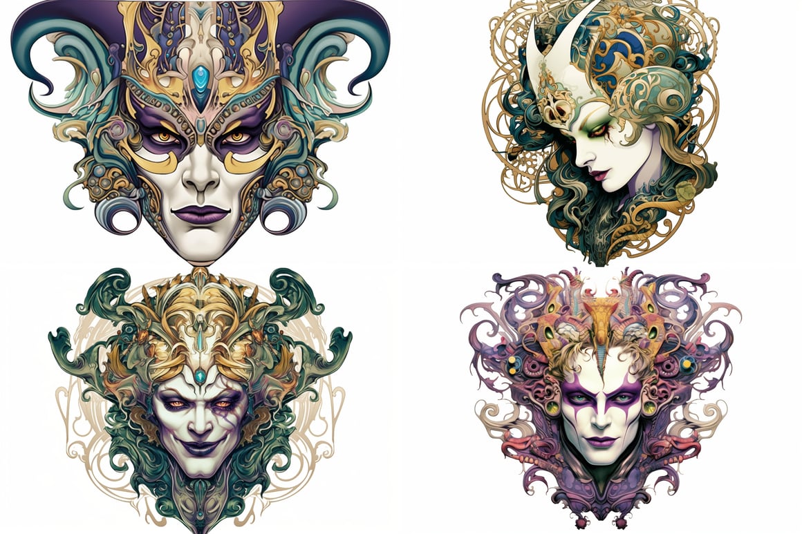 Art Nouveau Meets Giger: Mardi Gras Joker Journey
