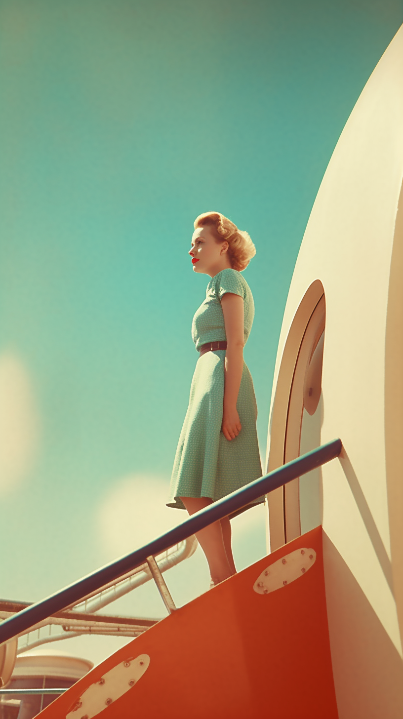 Retro-Futuristic Space Voyage: A 1950s Cinematic Snapshot