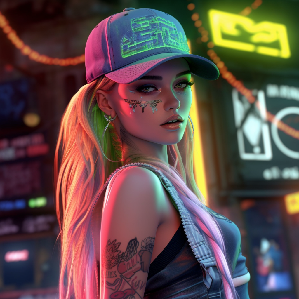 Neon Nights: Cyberpunk Goddess in Futuristic New York City