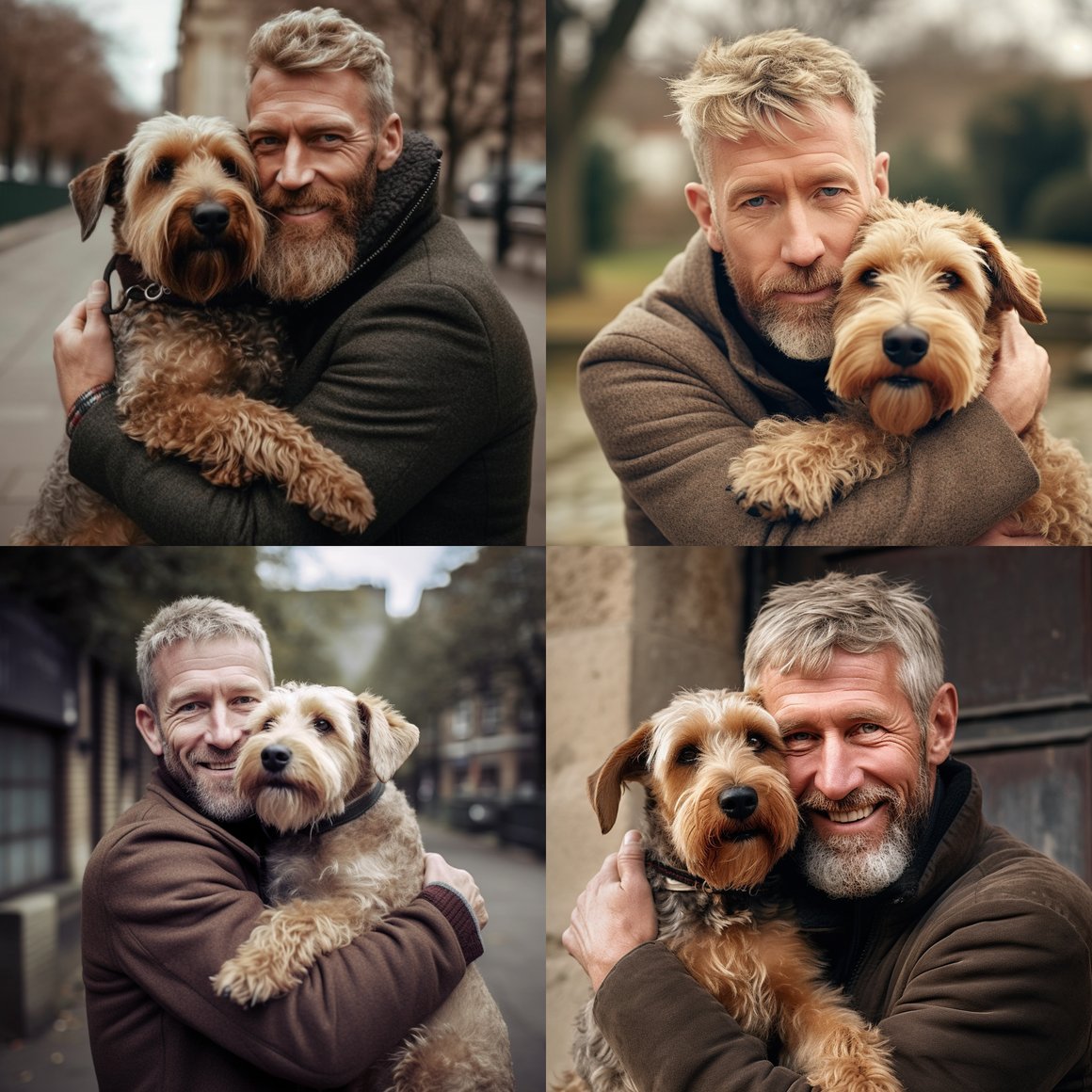 Midday Embrace: A Man and His Airedale Terrier