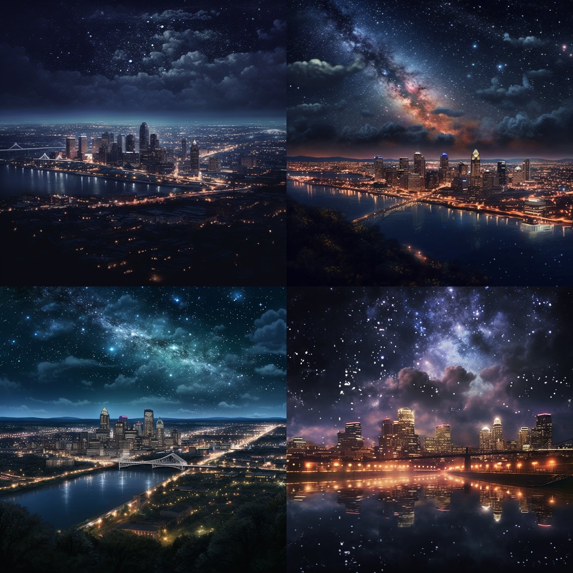 Cincinnati Nightscape: A Mid-Journey Vision