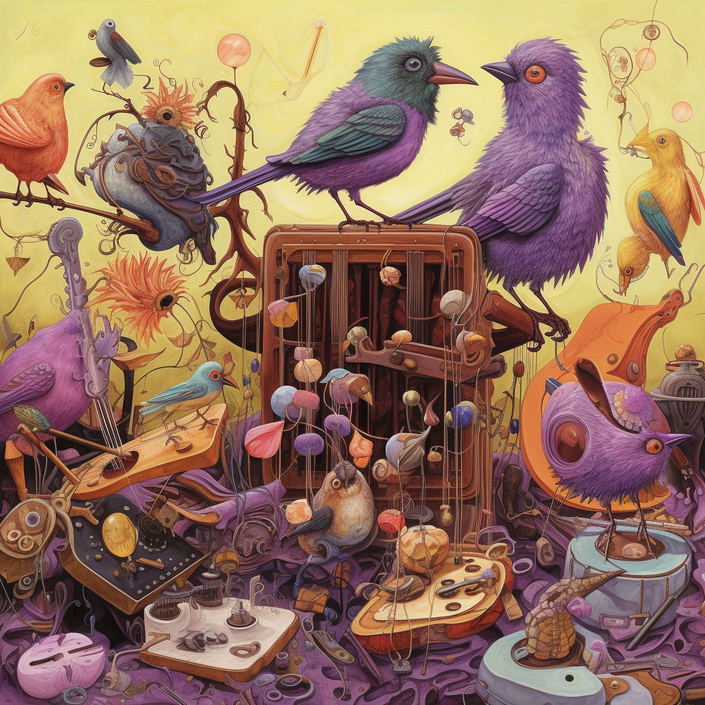 A Surrealistic Fusion in Purple and Pistachio