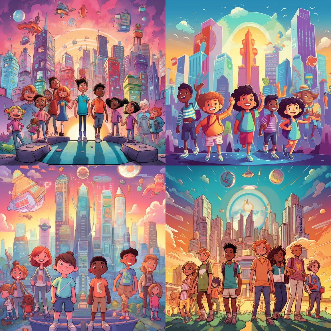 Children's Exciting Adventure in the Futuristic City
