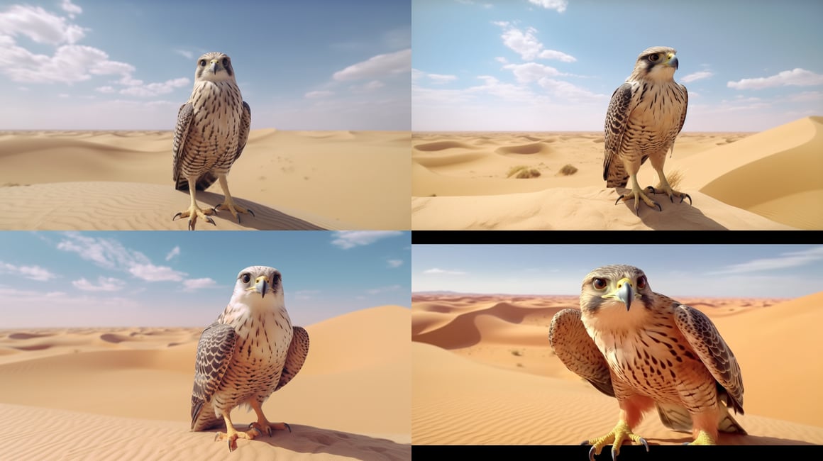 Welcoming the Digital Falcon in the Kuwait Desert - 4K, Aspect Ratio 16:9