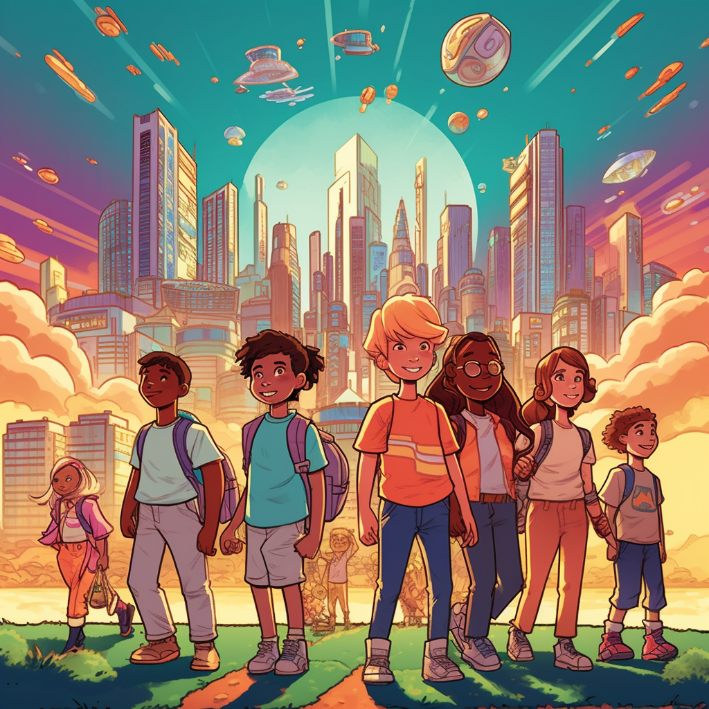 Children's Exciting Adventure in the Futuristic City