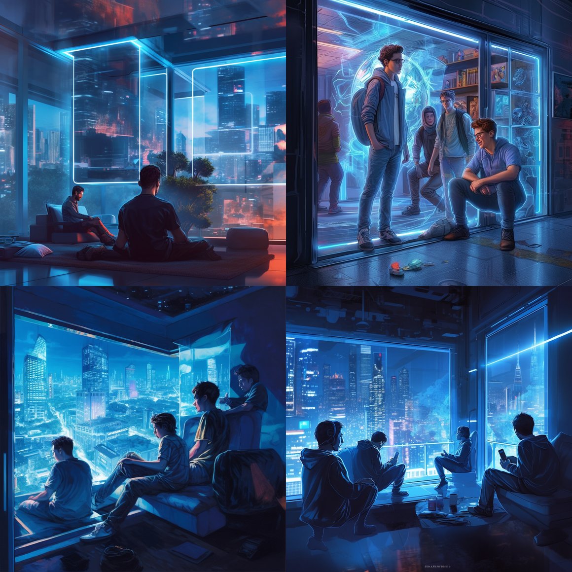 Midnight Glide: Futuristic Illustration of Youth In-Transit