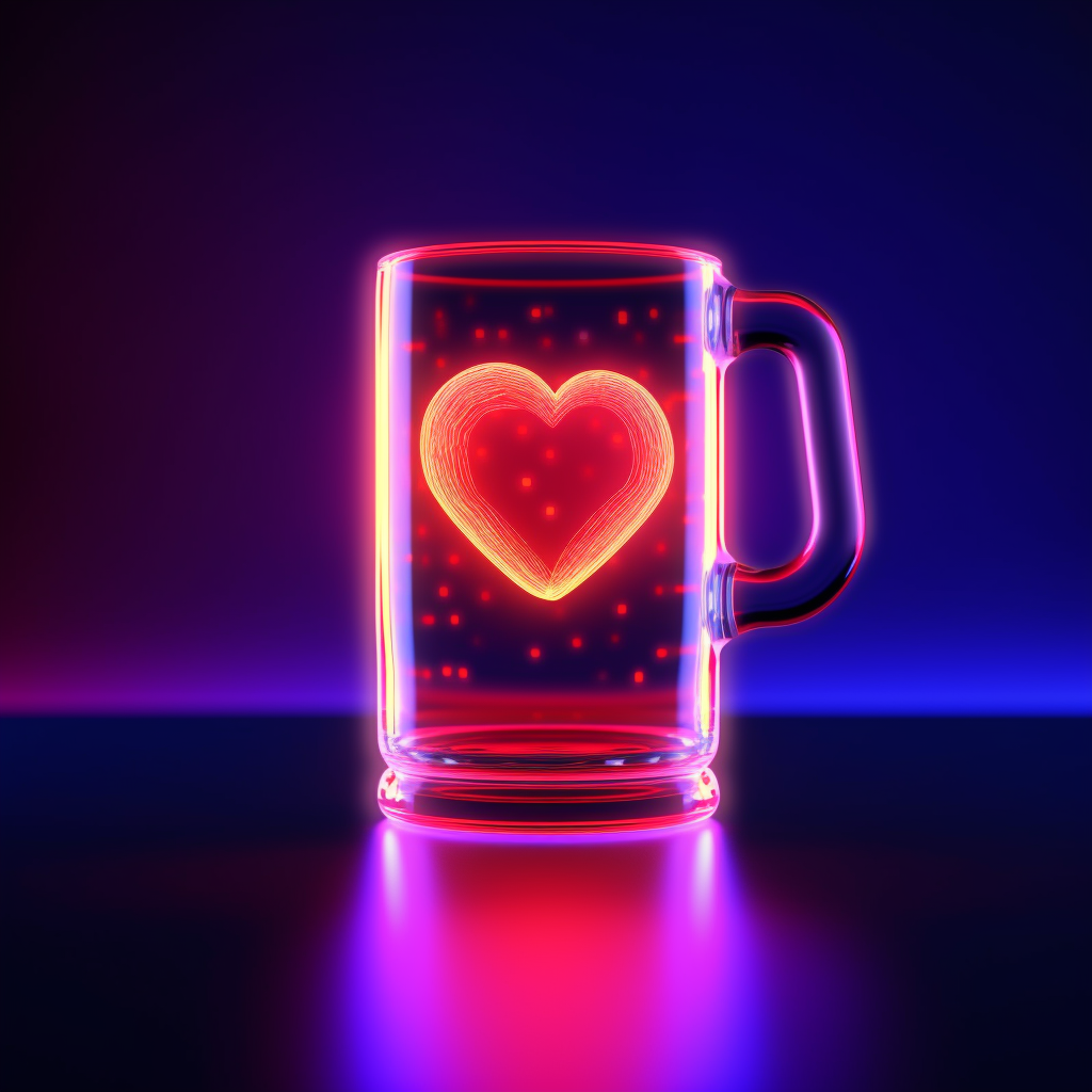 Neon Love for Brews: A Mid-Journey 3D Render