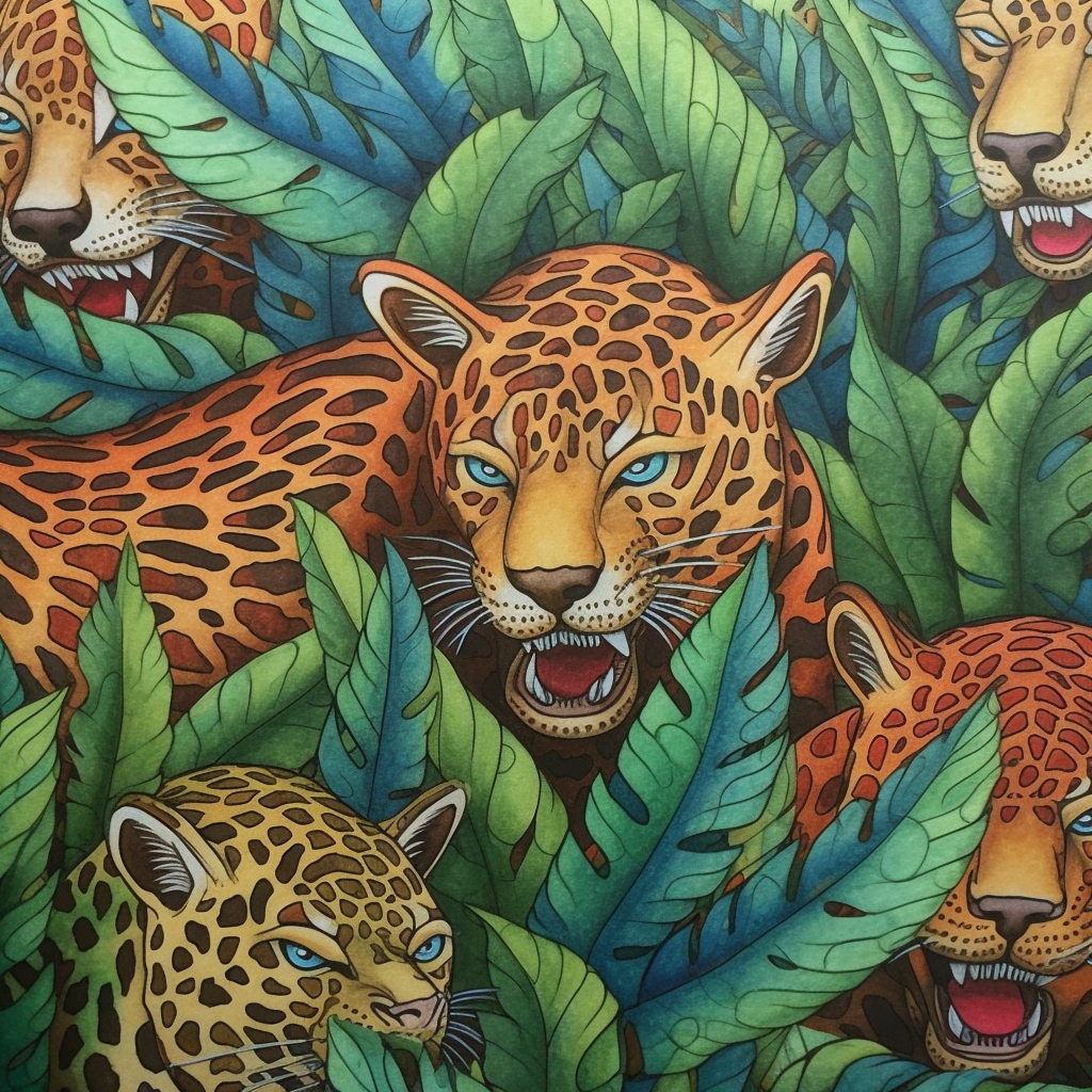 Hand Drawn Jaguar Tessellation Tile