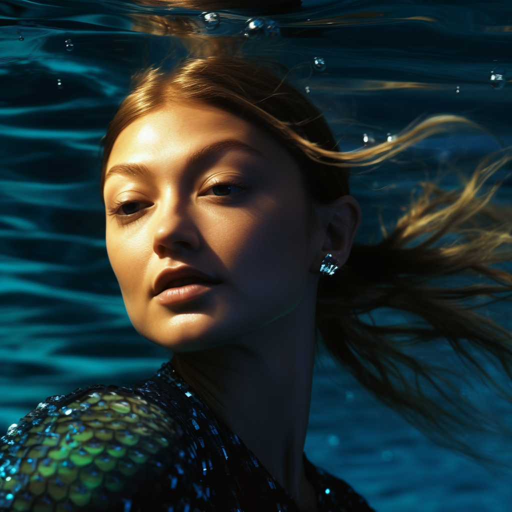 Gigi Hadid's Mid-Journey Dive by Henrik Purienne