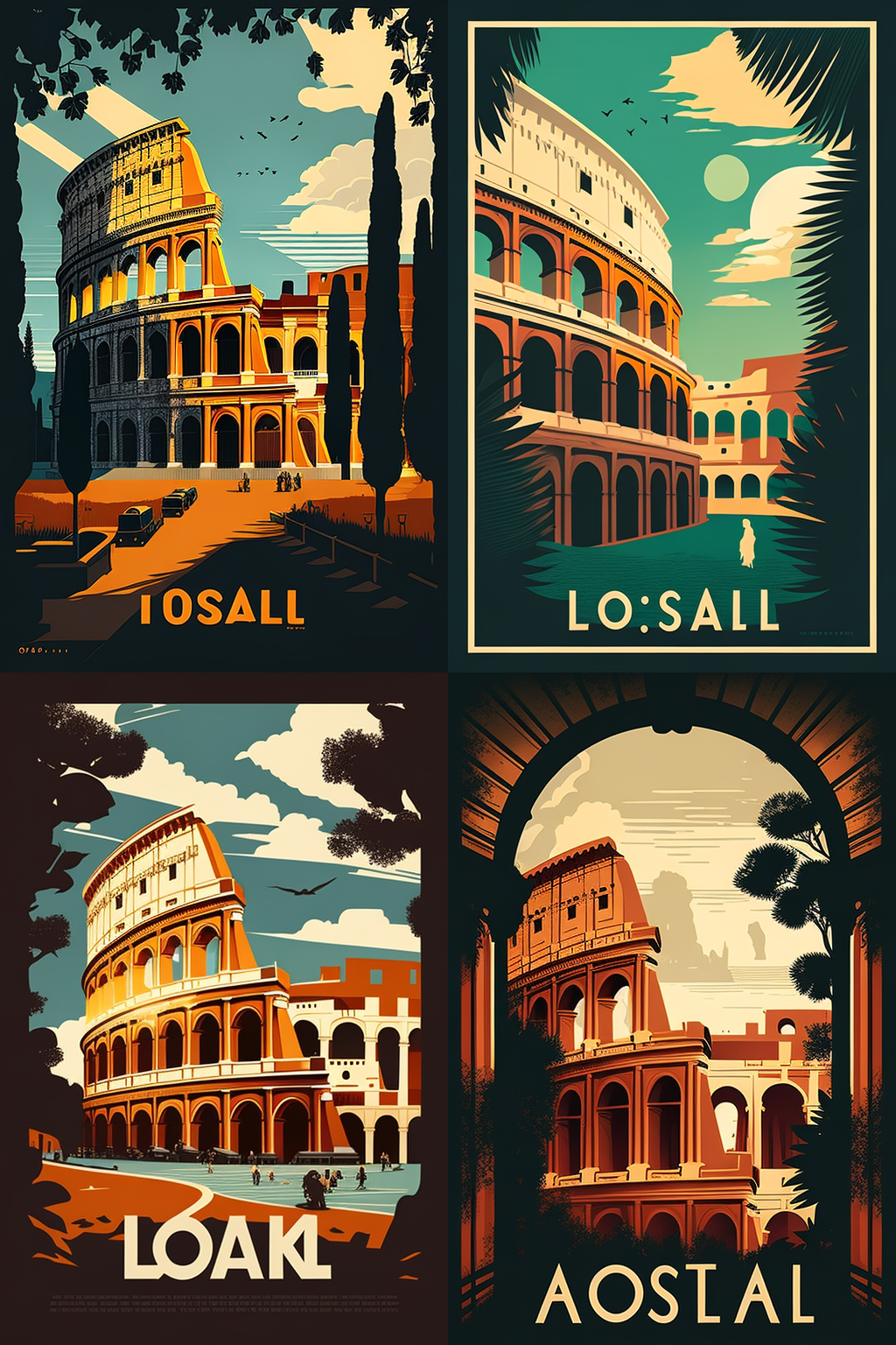 Mid-Travel View of The Colosseum, Rome Illustration