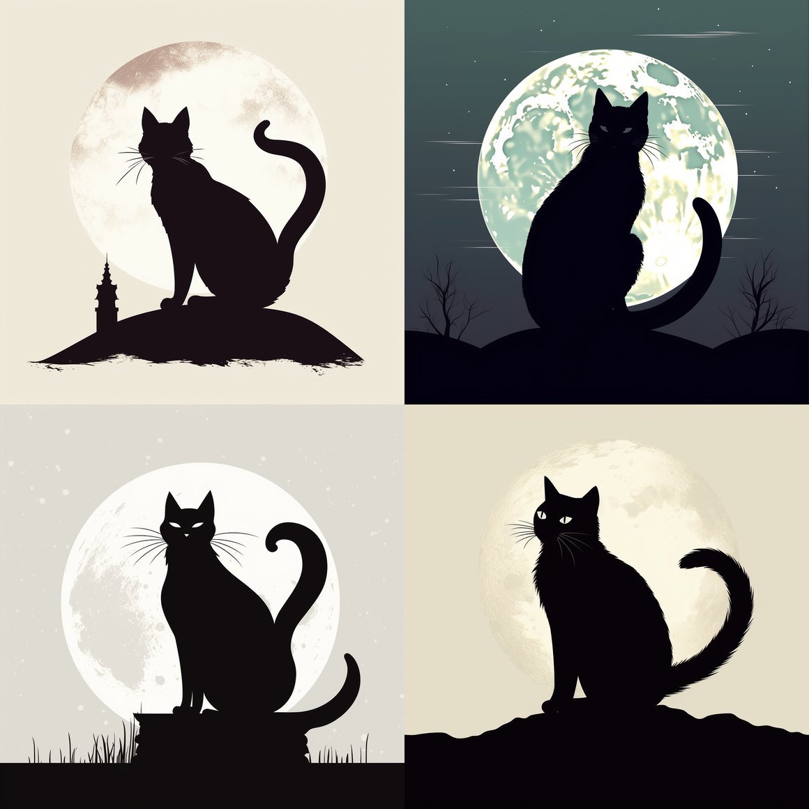 Midnight Cat's Shadow: A Simplistic Monochrome Journey