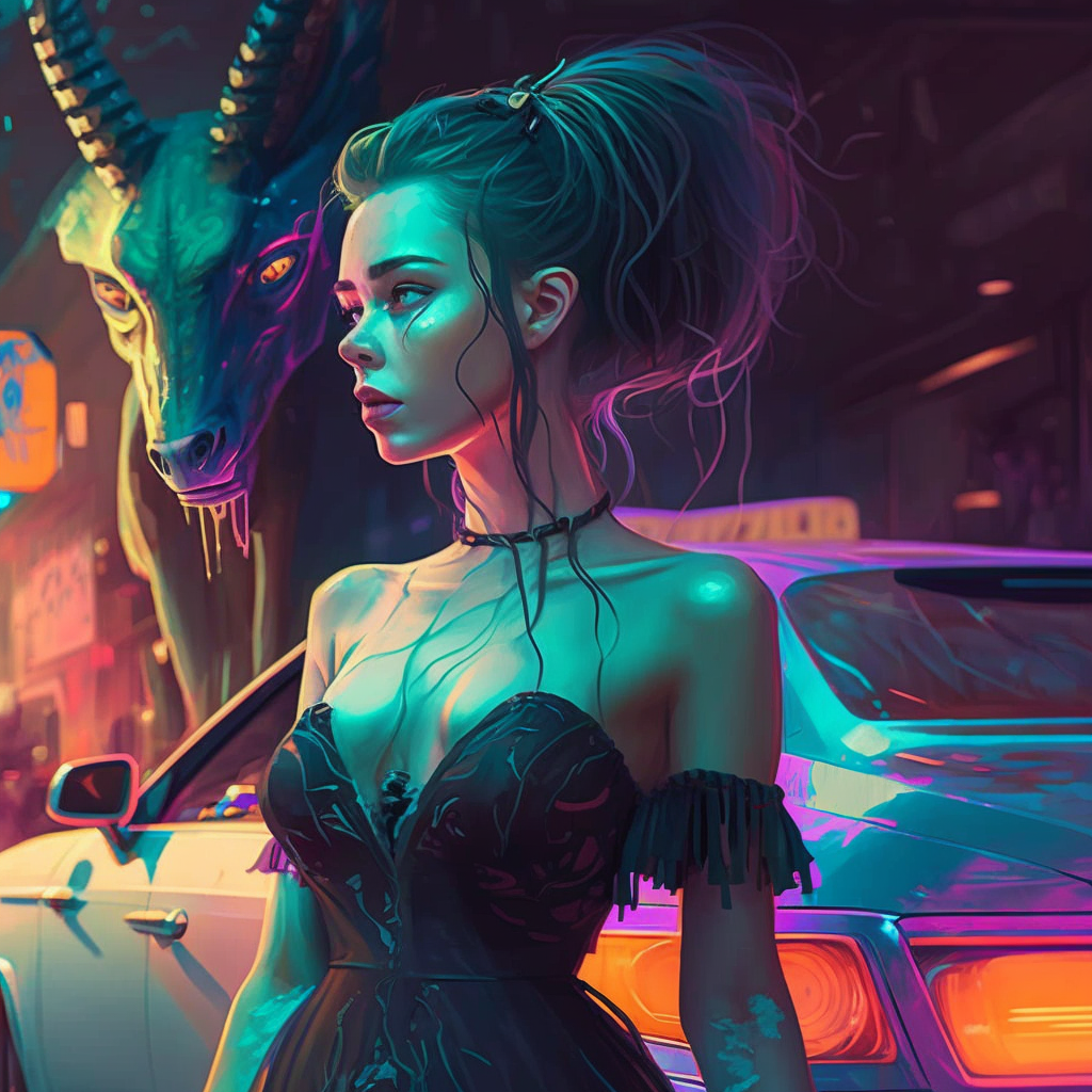 Neo-futuristic Voyage: A Mid-Journey Cyberpunk Enchantment