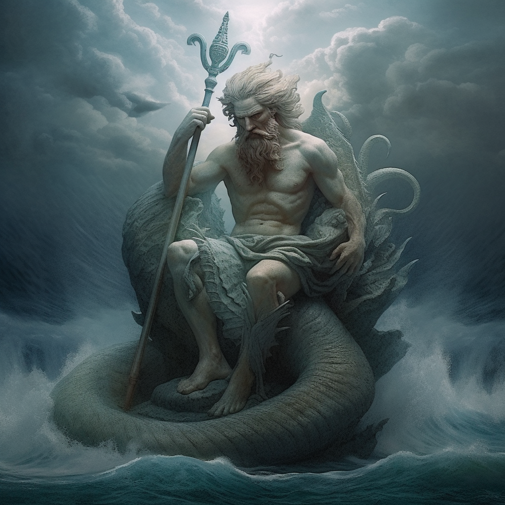 Retrato HD del Rey Tritón en su Trono Submarino