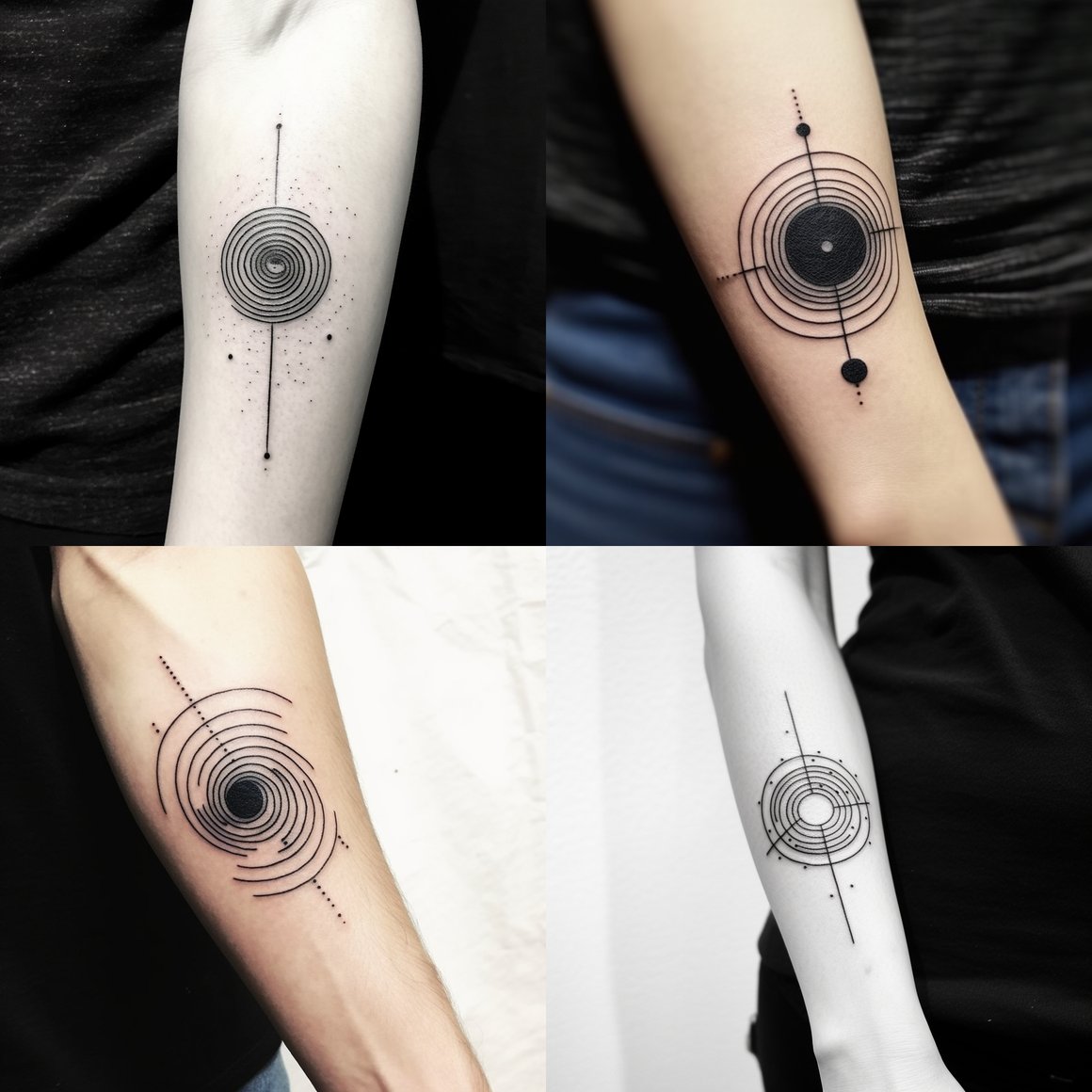 Mid-Journey into Minimalist Black Hole Singularity Tattoo Sketch