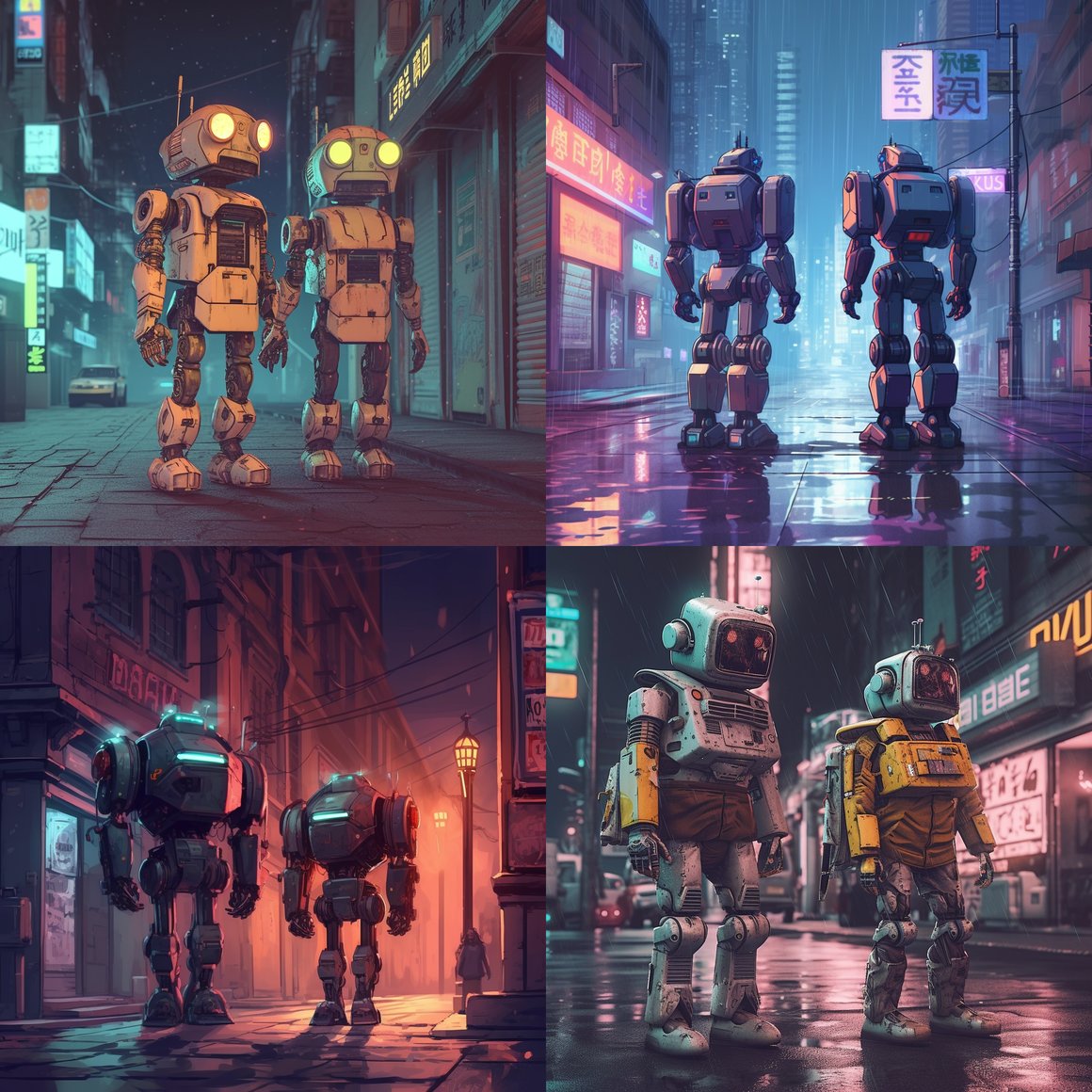 Neon Dystopia: A Robotic Night Stroll