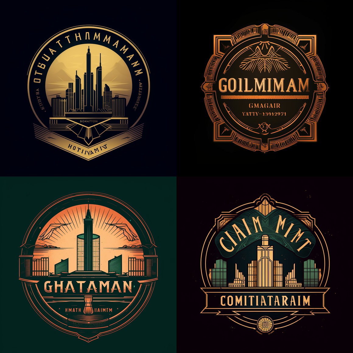 Art Deco Inspired Gotham Humidors Logo Design with Cigar & Cocktail Elements