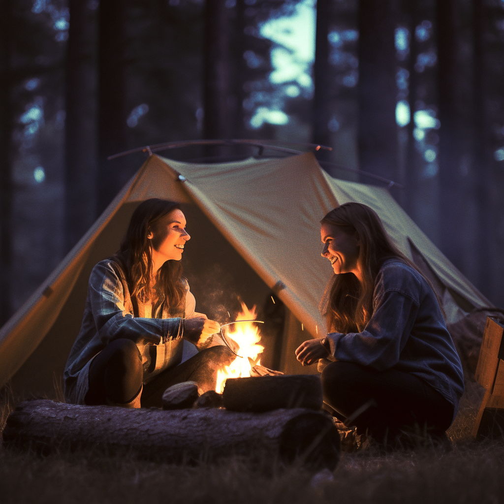 Midnight Chats: A Camping Bonding Moment
