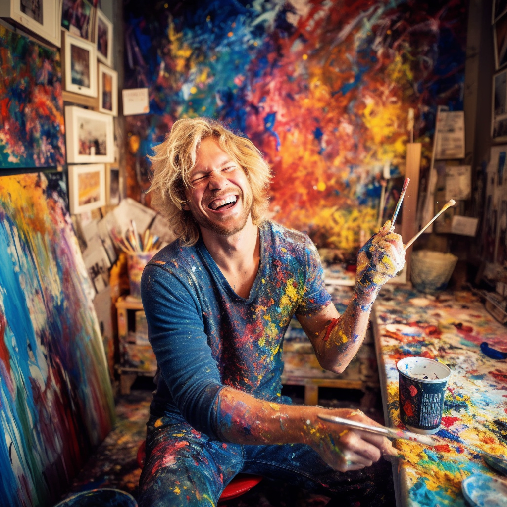 Artist's Bliss: A Candid Snapshot of Creative Journey