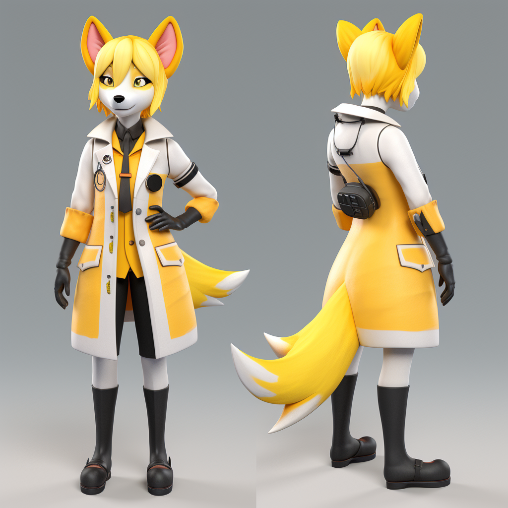 Anthropomorphic Fox Scientist Character Design Progression