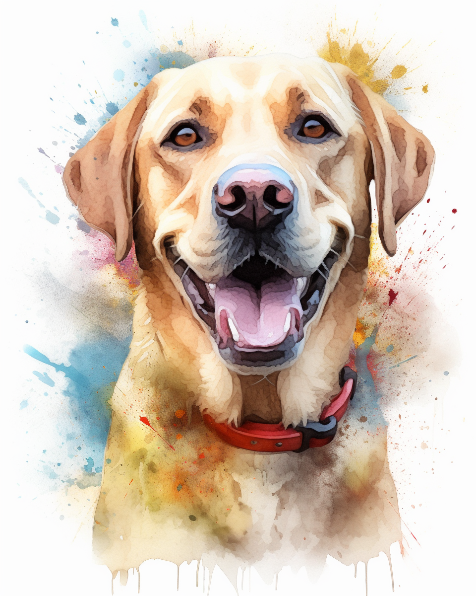 Happy Labrador Watercolor Portrait