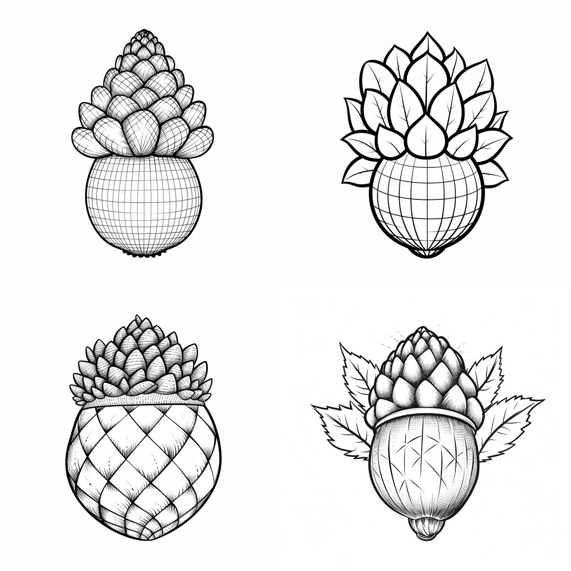 Midway Cartoon Acorn Coloring Page Design