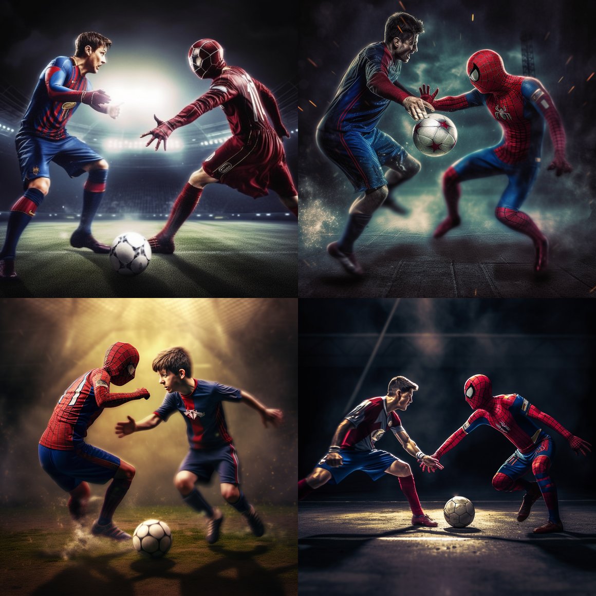 Midnight Clash: Spiderman vs Messi Football Showdown